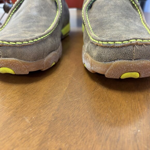 Twisted X Men’s Driving Moc Shoes – Brown/Neon Yellow – Size 10.5M - Picture 2 of 6